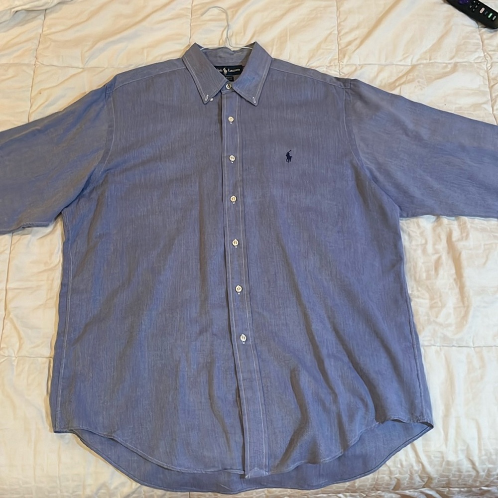 Ralph Lauren light blue button up top